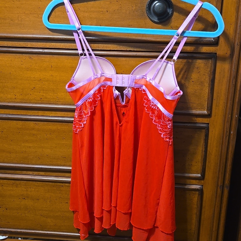 Auden Red and Lilac Floral Babydoll Lingerie Top Size XS - Picture 3 of 5